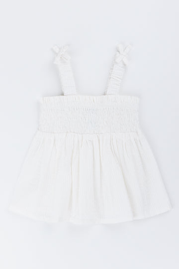White Strappy Woven Summer Top