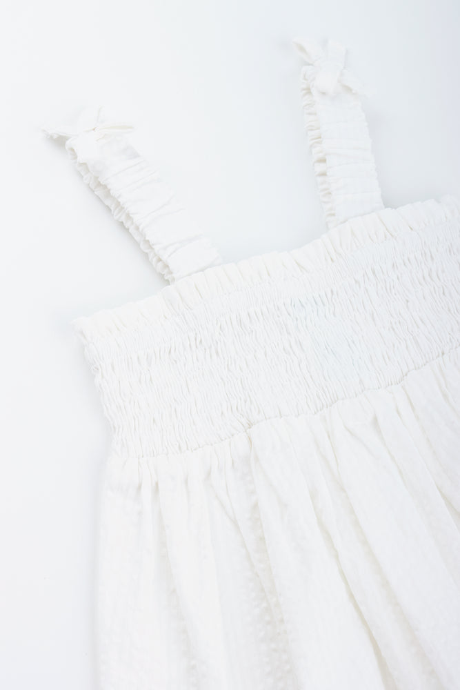 White Strappy Woven Summer Top (1)