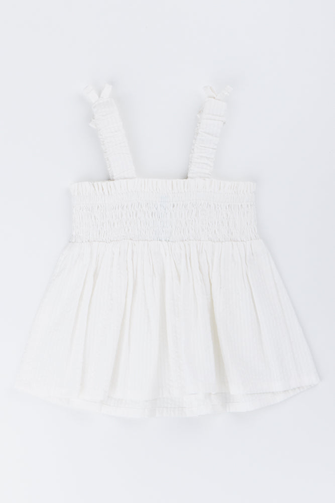 White Strappy Woven Summer Top (2)