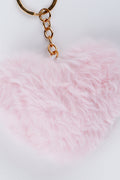 Pink Heart Faux Fur Keyring (1)