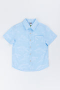 Light Blue Dinosaur Resort Print Shirt