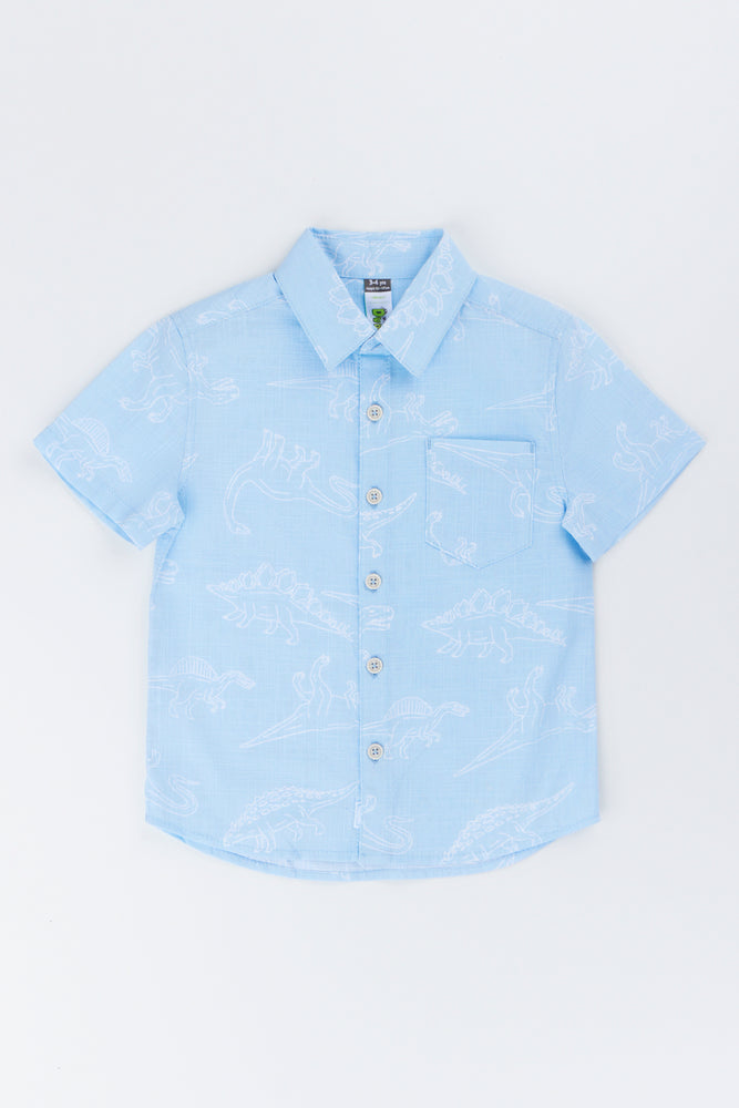 Light Blue Dinosaur Resort Print Shirt