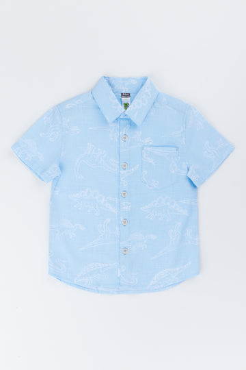 Light Blue Dinosaur Resort Print Shirt