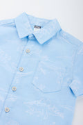 Light Blue Dinosaur Resort Print Shirt (1)