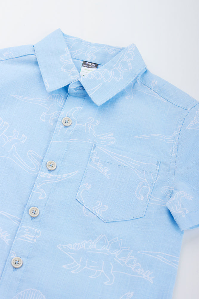 Light Blue Dinosaur Resort Print Shirt (1)