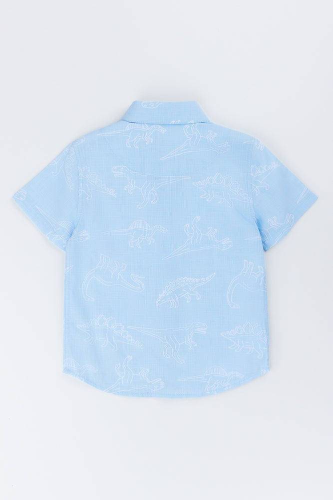 Light Blue Dinosaur Resort Print Shirt (2)