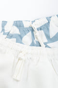 Cream and Blue Printed Shorts (1)