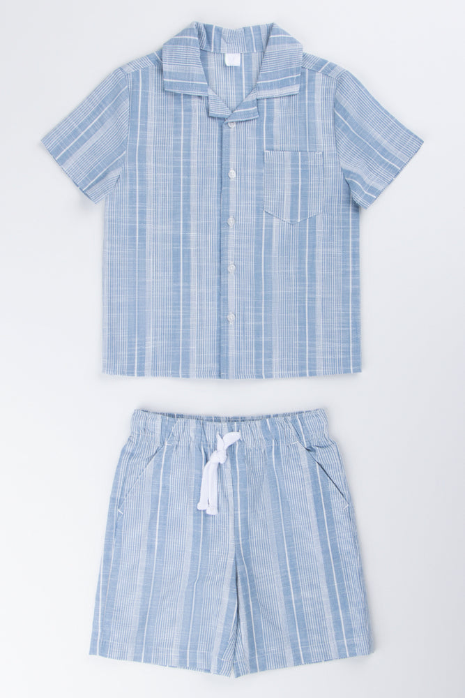 Blue Striped Shirt and Shorts