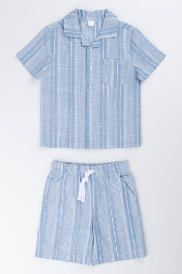 Blue Striped Shirt and Shorts