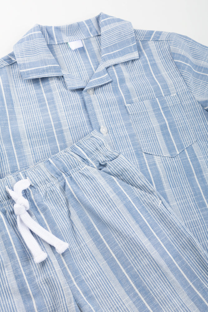 Blue Striped Shirt and Shorts (1)