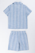 Blue Striped Shirt and Shorts (2)