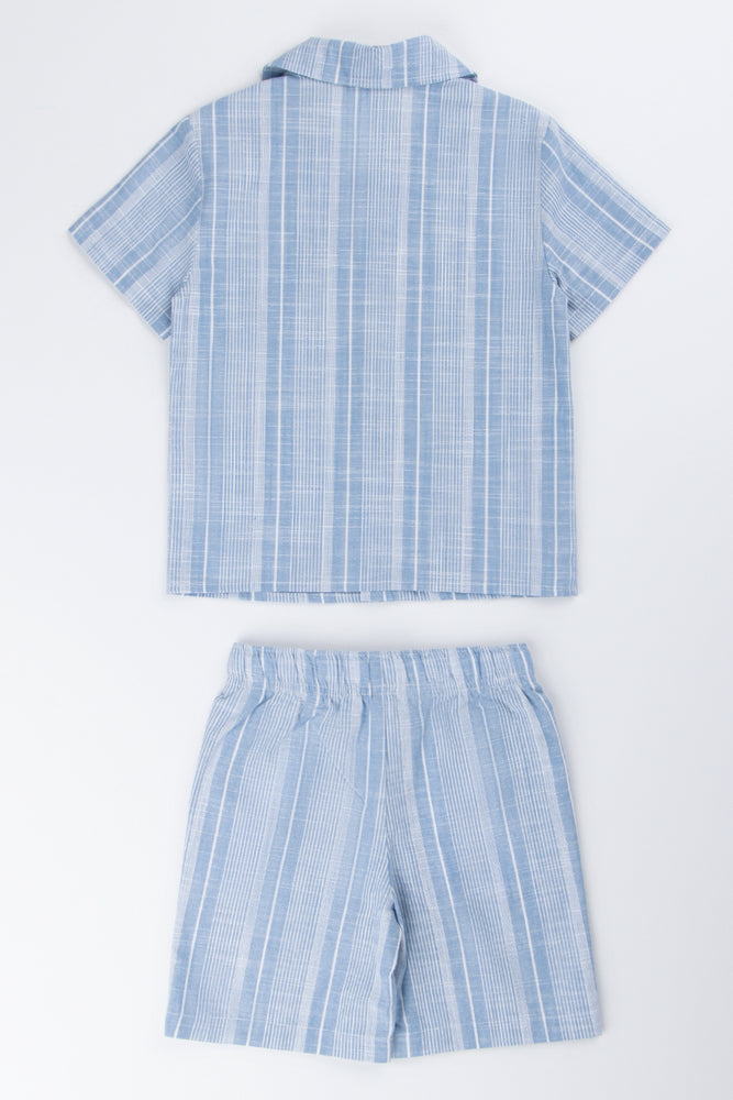 Blue Striped Shirt and Shorts (2)