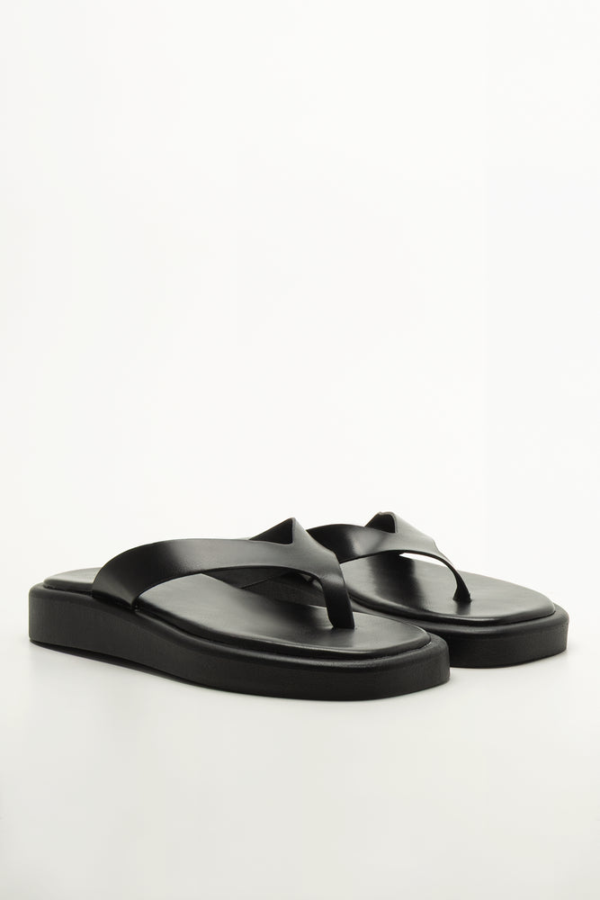 Black Flatform Thong Sandals