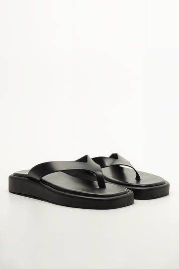 Black Flatform Thong Sandals
