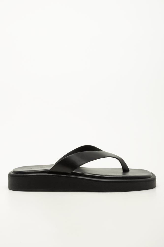 Black Flatform Thong Sandals (1)