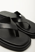 Black Flatform Thong Sandals (2)