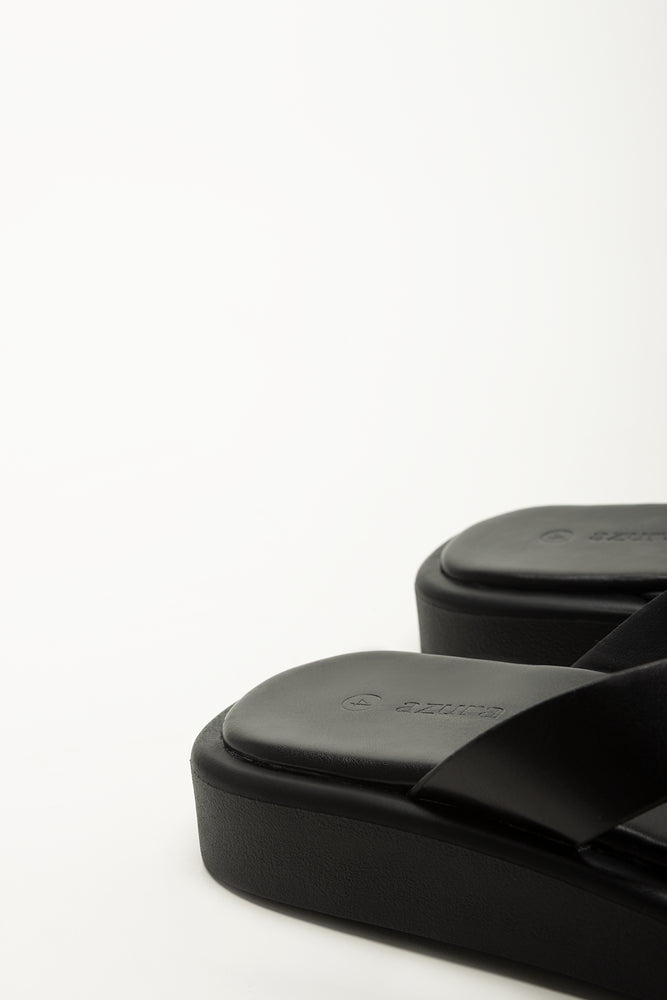 Black Flatform Thong Sandals (3)
