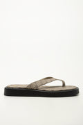Mocha Patterned Flatform Thong Sandals (1)