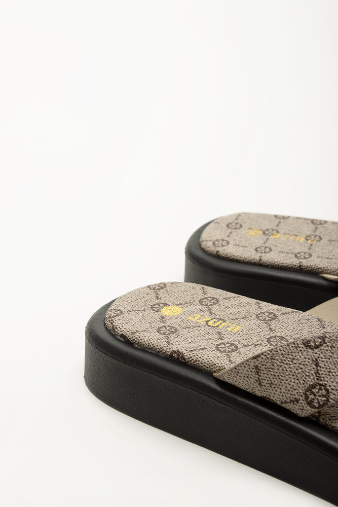 Mocha Patterned Flatform Thong Sandals (3)