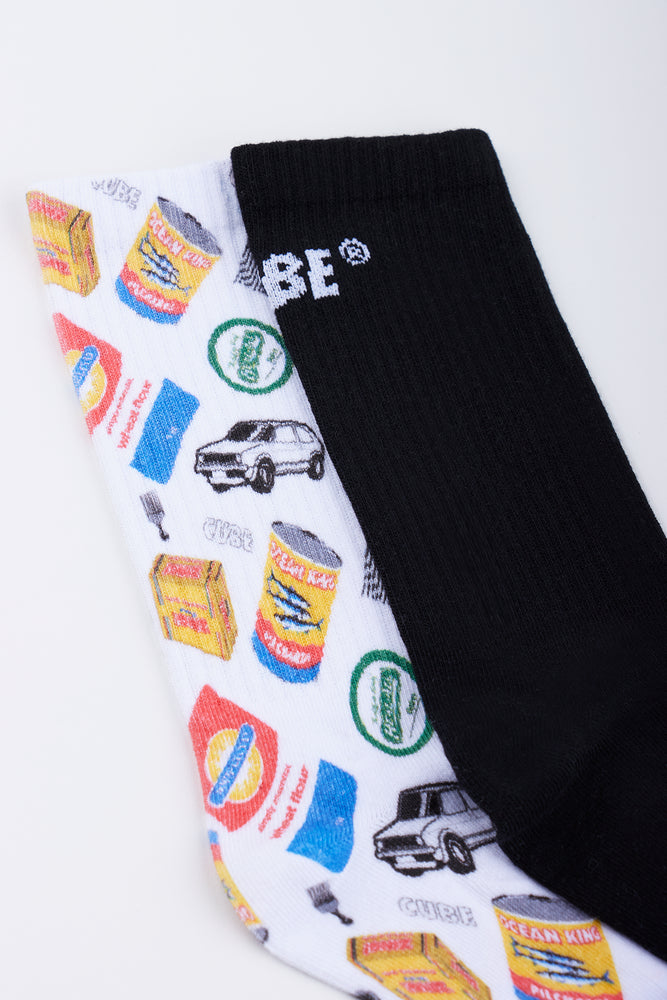 2 Pack Graphic Print Socks (1)