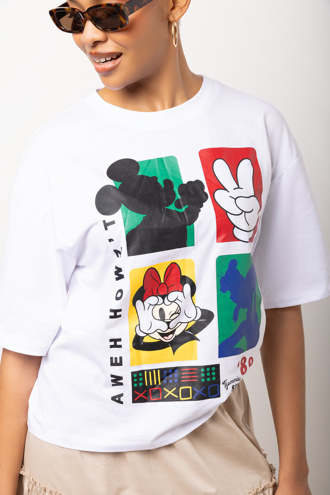 Graphic Print Mickey Mouse T-Shirt (3)