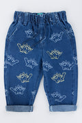 Indigo Dinosaur Print Denim Pants