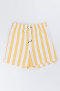 Yellow White Striped Swim Shorts