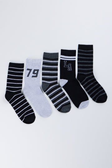 5 Pack Print & Striped Socks