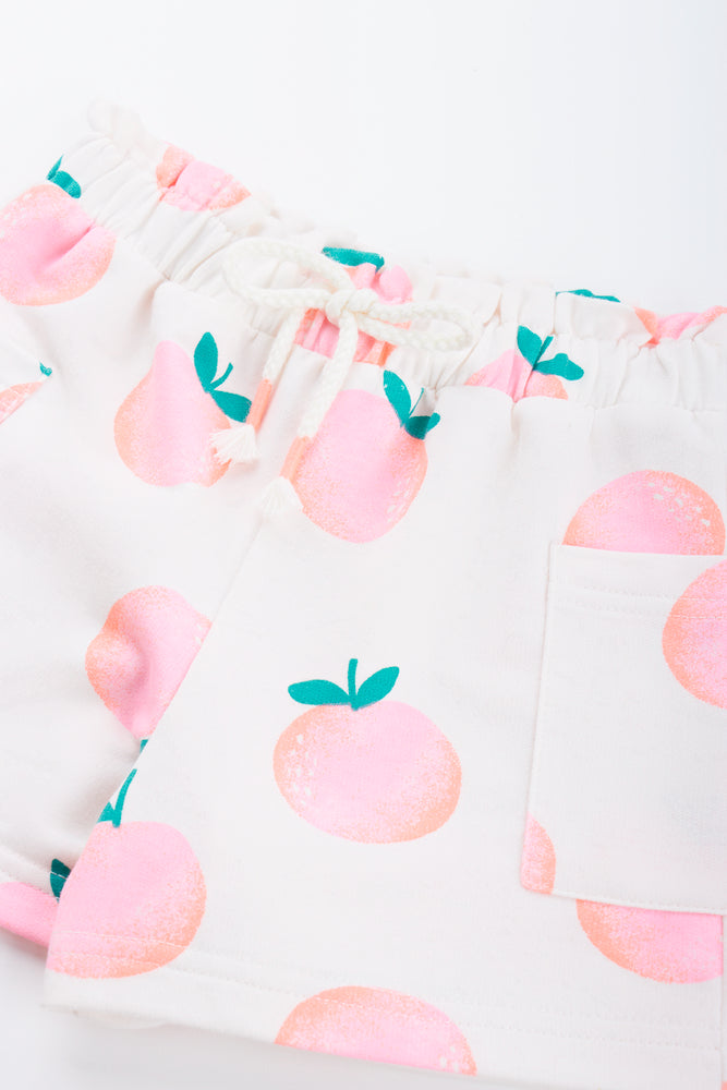Peach Print Fleece Shorts (1)