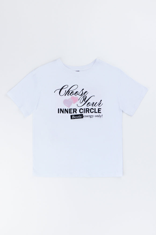 White Bestie Print Oversized T-Shirt