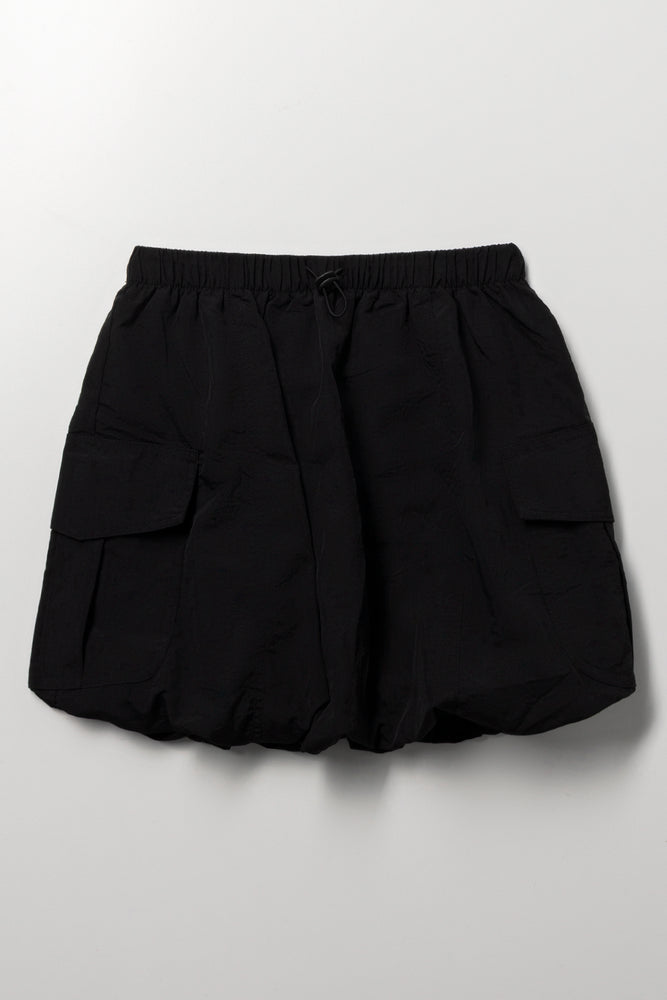 Black Cargo Bubble Skirt