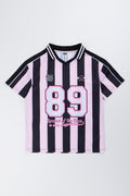 Pink Striped Oversized Sports T-Shirt