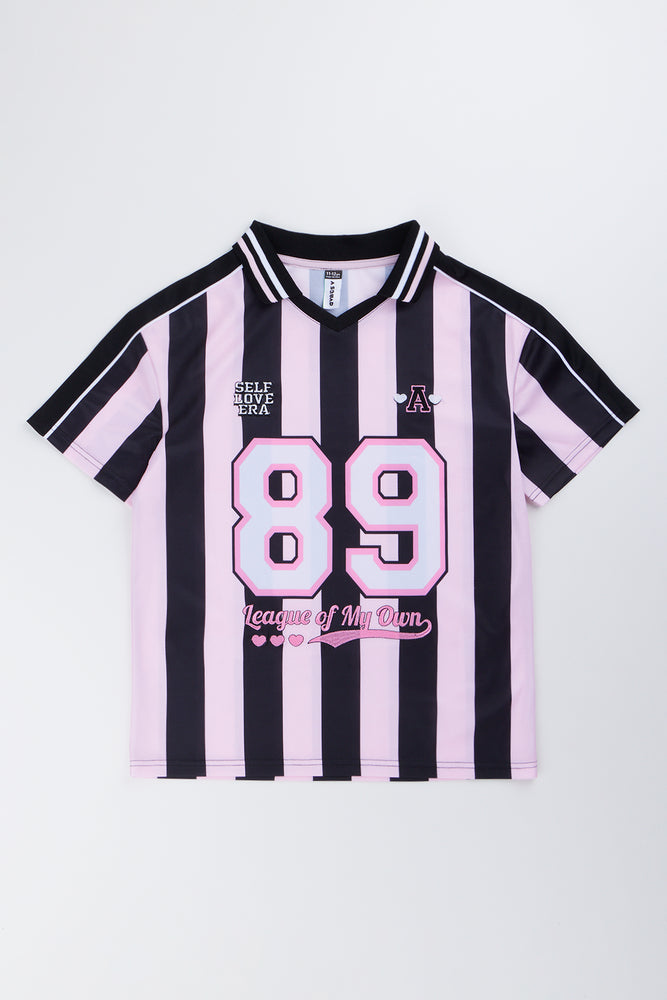 Pink Striped Oversized Sports T-Shirt