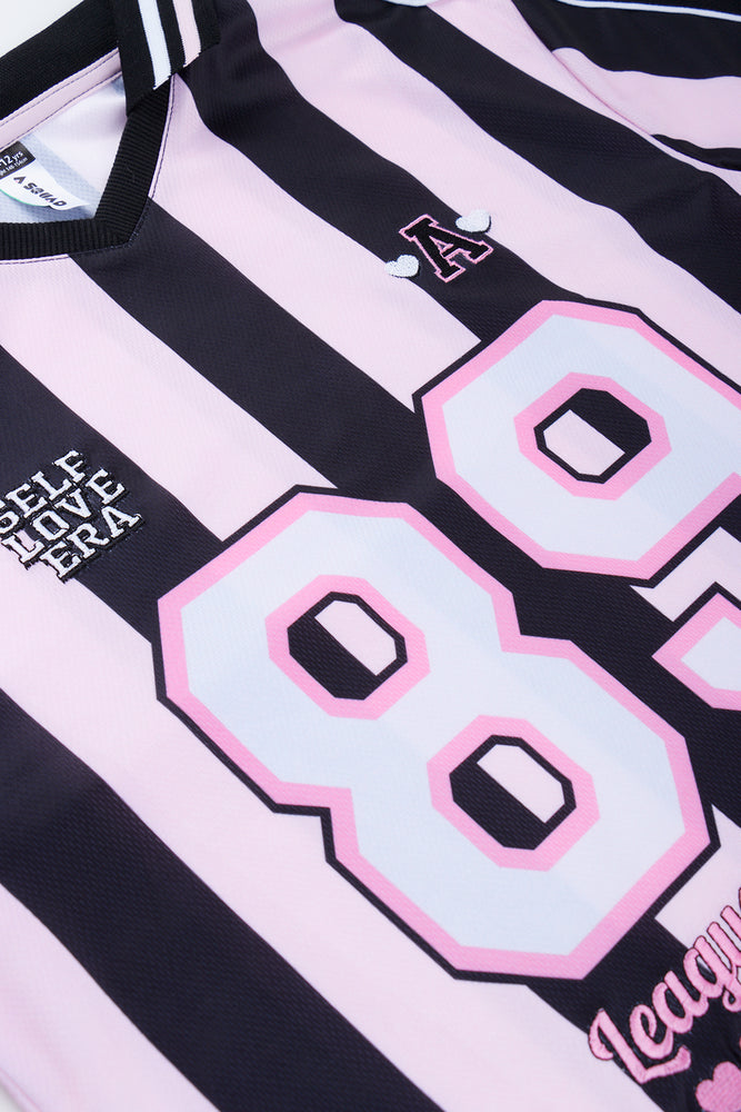 Pink Striped Oversized Sports T-Shirt (1)