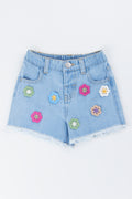 Floral Crochet Denim Shorts