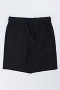 Black Plain Poplin Casual Shorts