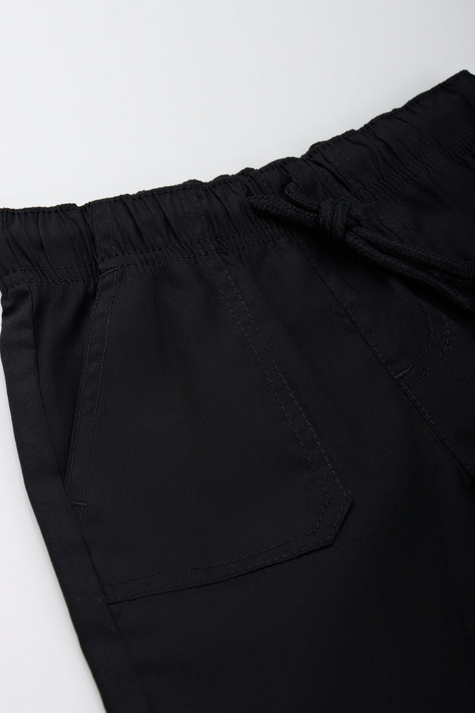 Black Plain Poplin Casual Shorts (1)