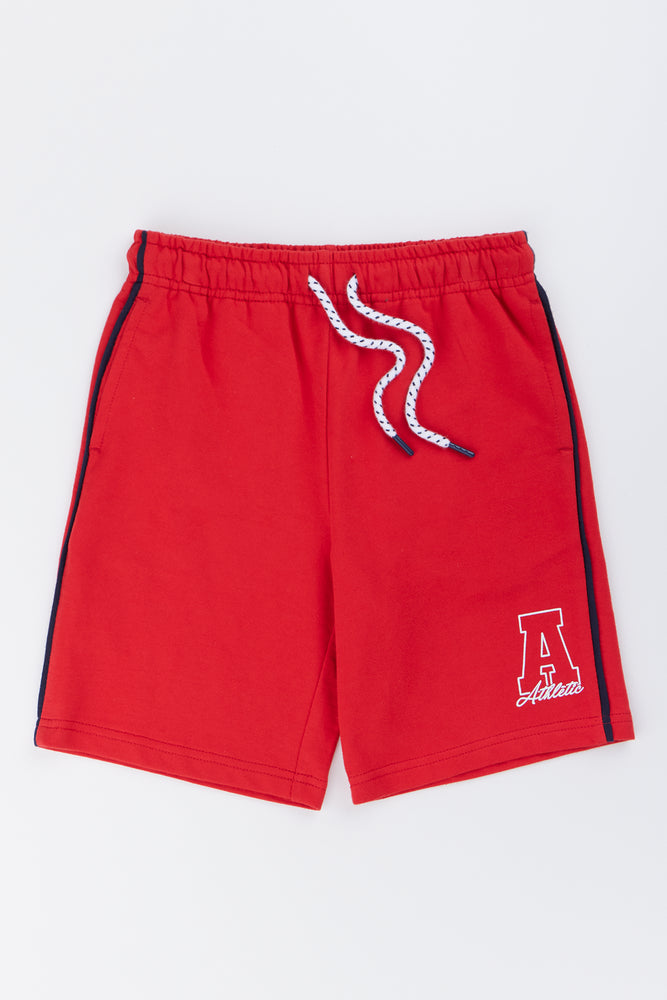 Red Athletic Fleece Shorts