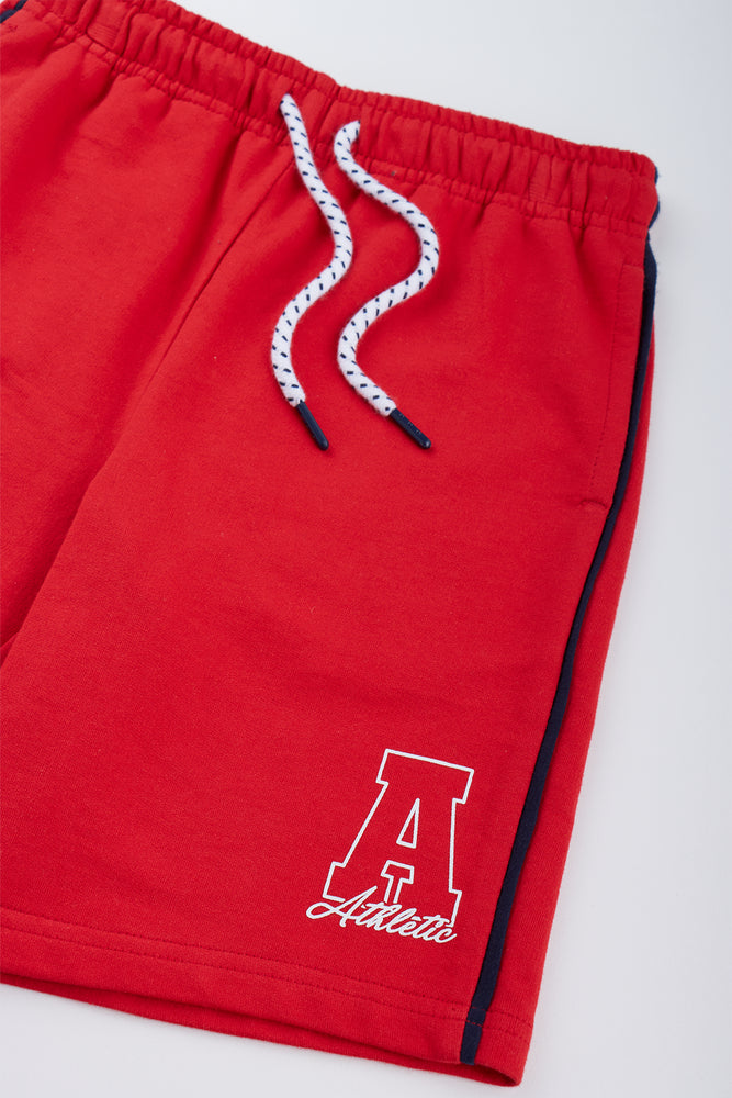 Red Athletic Fleece Shorts (1)