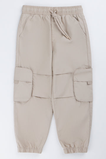 Stone Poplin Cargo Jogger Pants