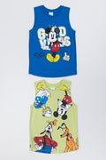 Blue And Lime Mickey Mouse 2 Pack Vests