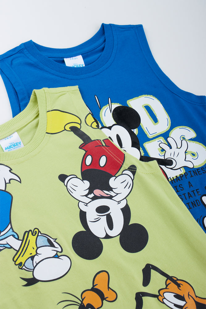 Blue And Lime Mickey Mouse 2 Pack Vests (1)