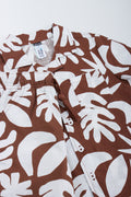 Chocolate Abstract Print Shirt Short Set (1)