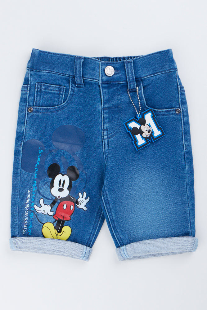 Mickey Mouse Knit Denim Shorts
