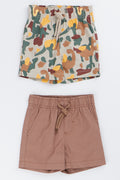 Brown 2 Pack Woven Camo Shorts