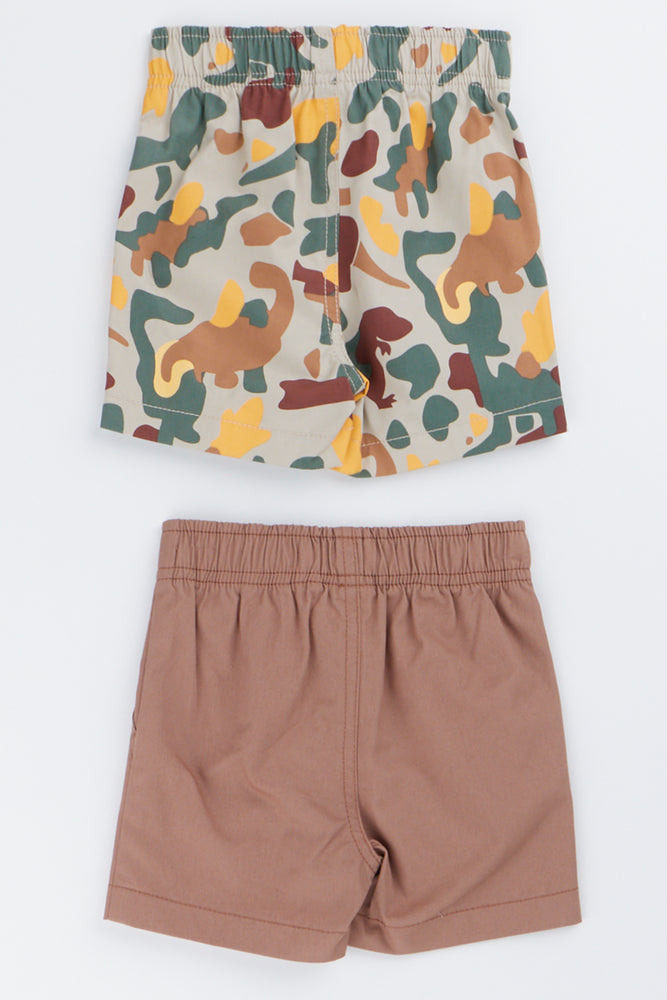 Brown 2 Pack Woven Camo Shorts (2)