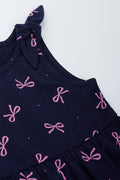 Navy Bow Print Sleeveless Dress (1)