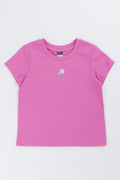 Pink Embroidered Flower T-Shirt