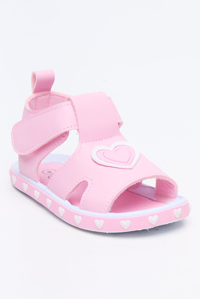 Pink Heart Open Toes Sandals