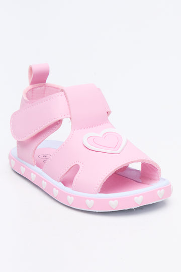 Pink Heart Open Toes Sandals